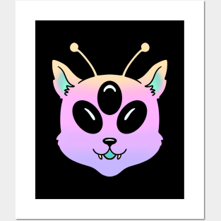 Alien Cat Cute Kawaii Kitten Posters and Art